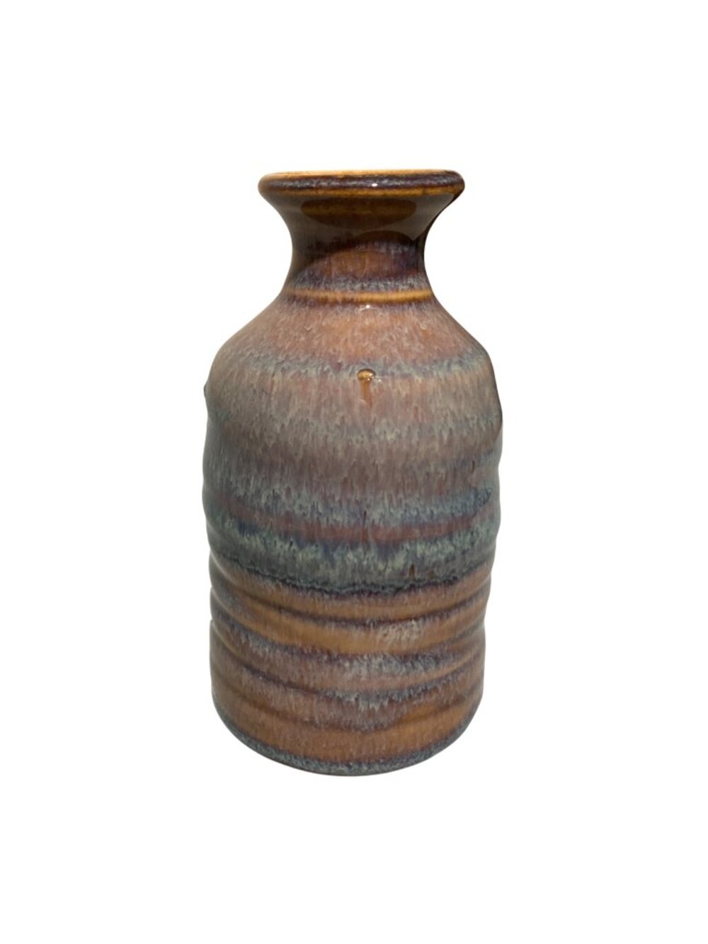 Signed Studio Art Pottery Blue And Purple Small Bud Vase